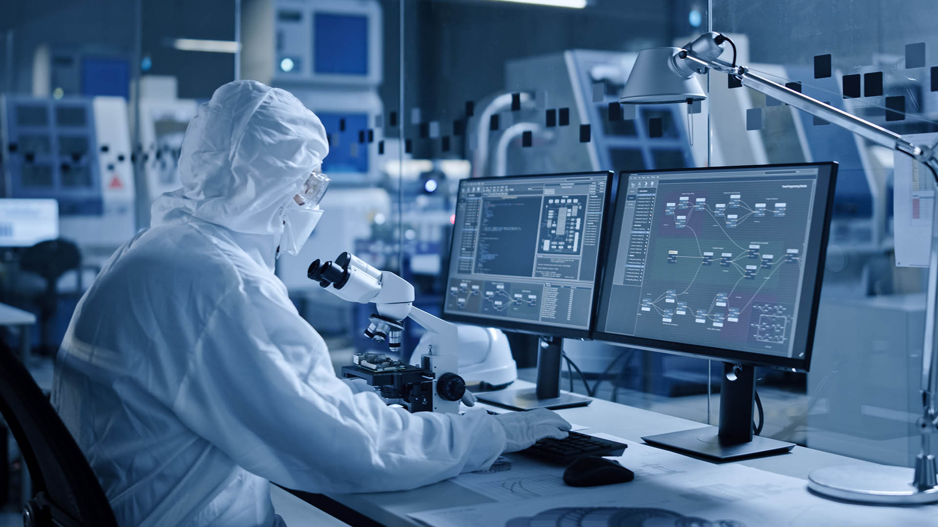 Engineer Working In Clean Room